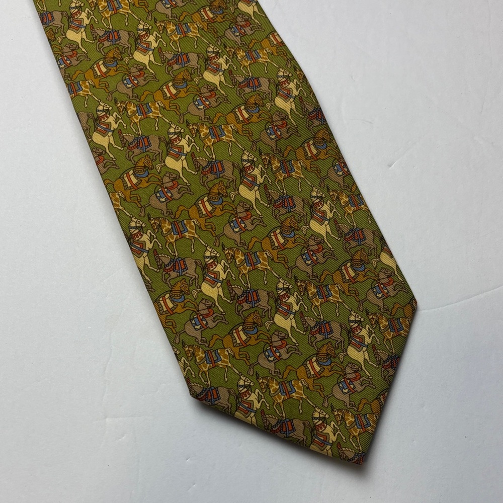 Salvatore Ferragamo equestrian horses‎ silk tie